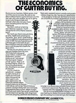 $9.99 • Buy 1973 Sorkin Music Company Hofner Acoustic Guitar Print Ad