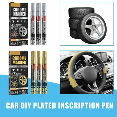 3Pcs Liquid Mirror Chrome Marker Set Gold Sliver Car Paint Pens Metallic Marker • £3.88