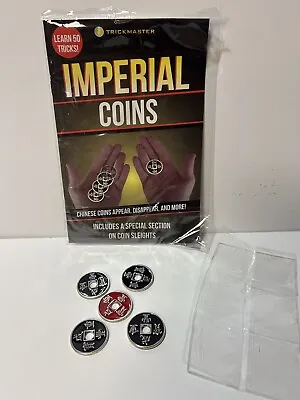 IMPERIAL COINS + 50 Magic Trick Booklet Chinese Money Set Appear Vanish Close Up • £14.45