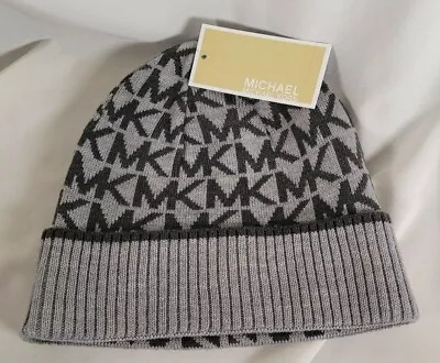 Michael Kors Gray MK Logo Hat Cuffed Winter Beanie Acrylic 537988C FREE SHIPPING • $25.77