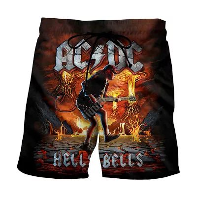 Unisex 3D ACDC Rock Band Swim Shorts Swimming Trunks Beach Wear Surfing Gifts • £15.47