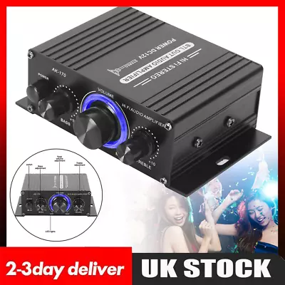 40W 12V HiFi LED Digital Power Amplifier Mini Stereo Audio Amp FM Mic Car Home • £10.99