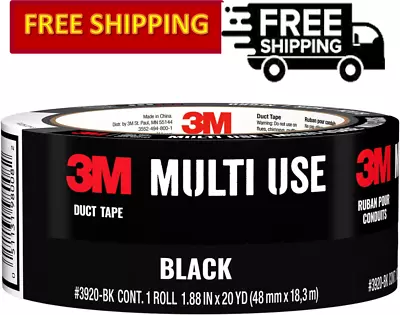 3M Multi-Use Colored Duct Tape Water-Resistant Black 1.88 In X 20 Yd 1 Roll • $9.99