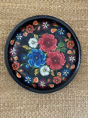 Mexican Wooden Batea Bowl Tray Platter 17” Hand Painted Floral Folk Art Flower • $39.95