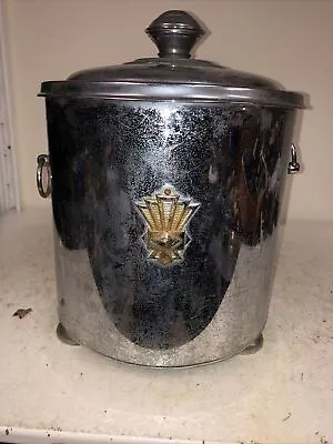 Old Chrome Brass Bucket / Scuttle/ Fireside Fireplace Home Decor With Liner • £39.99