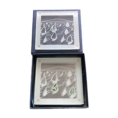 Smashing Glass New Zealand Handmade Set Of 4 Glass Coasters Yacht Abalone Sails • $15