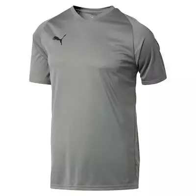 $12.17 • Buy Puma Liga Logo Jersey Core V Neck Short Sleeve Athletic TShirt Mens Grey Casual