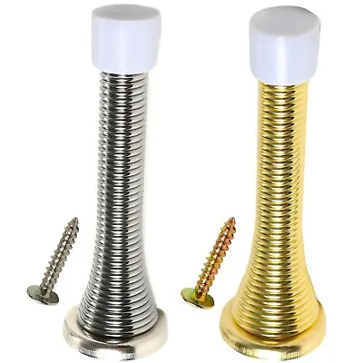 Door Stops - Silver - Gold - Spring Stopper - Stop - Buffer - Pack • £3.25