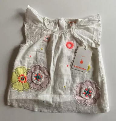 Country Road Baby Girl Size 0-3 Month White Floral Embroidered Summer Dress BNWT • $24.47