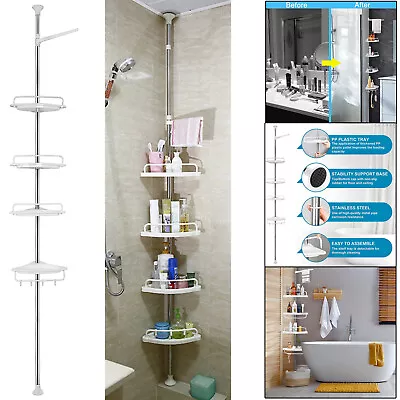 £14.99 • Buy 4 Tier Telescopic Bathroom Wall Corner Shelf Rack Storage Organizer Shower Caddy