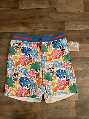 New Disney Mickey Mouse Aloha Swim Trunk Shorts Men’s Beach Wear Medium • $30