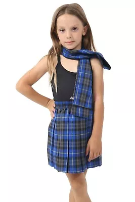 Girls Children School Uniform Tartan Box Pleated Elasticated Knee Length Skirts • £8.95