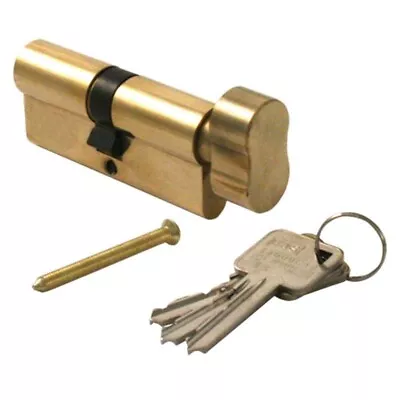 Thumb Turn Euro Cylinder Door Lock Brass/Chrome Various Sizes PVC Door Barrels • £12.99