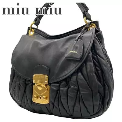 Miu Miu D5 Matelasse Handbag Black Gold Hardware Nappa Hobo Bag • $318