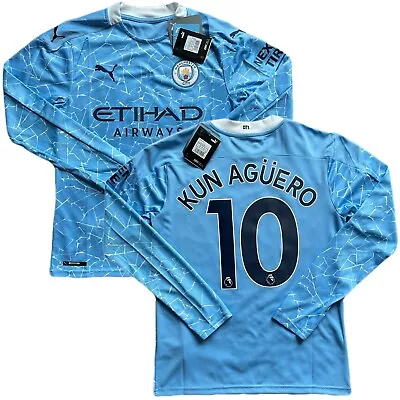 2020/21 Manchester City Home Jersey #10 Kun Aguero Small Puma Long Sleeve NEW • $140