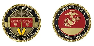 Marine Corps Parris Island We Make Marines Yellow Footsteps 1.75  Challenge Coin • $36.99