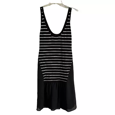 NEW Nicole Miller Artelier Womens Size Small Black White Striped Chiffon Dress • $24.99