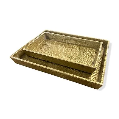 $432 Pigeon & Poodle Gold Callas Lacquered Eggshell Shaving Sink Vanity Tray Set • $138.38