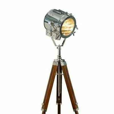$327.95 • Buy Nautical Hollywood Spot Light With Tripod Wooden Stand Studio Floor Lamp