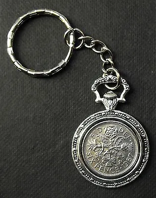 £2.95 • Buy 1957 65th Birthday Lucky Sixpence Rabbit Coin Keyring Charm Retirement Souvenir