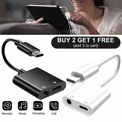 USB Type C To 3.5MM Aux Audio Jack Headphone & Charger Adapter Cable Converter • $10.95