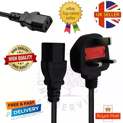 £4.59 • Buy 3 Pin Kettle Cable To IEC C13 Plug 1.5M Power Lead PC, Projector, Monitor, TV UK