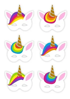 Set Of 6 Assorted Foam Unicorn Masks - Children's Parties / Fancy Dress - New • £2.95