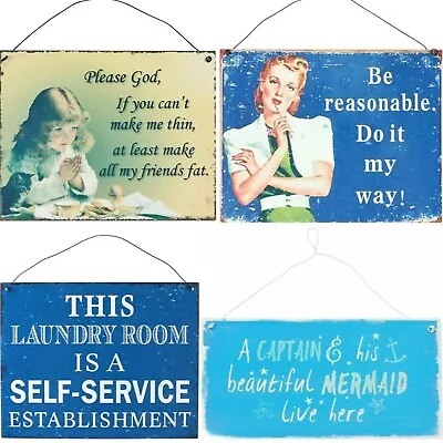 Hanging Metal Sign Signs Plaque Fun Funny Novelty Laundry Reasonable Mermaid  • £2.49