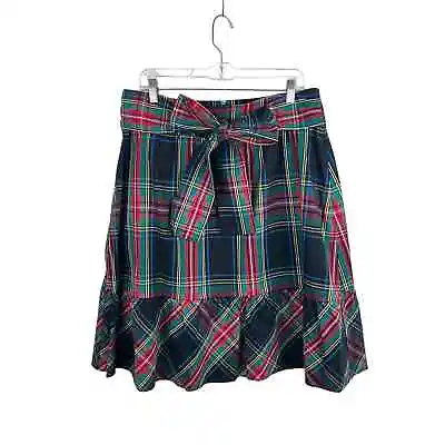 J. Crew Tartan Plaid Big Bow Skirt 12 Ruffle Hem Cotton  • $24.99