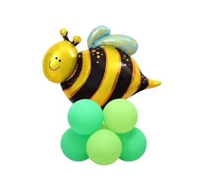 Large Glossy Bumble Bee Foil Balloon + Cute Latex Birthday Party Decoration Set • £4.48