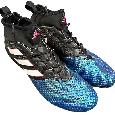 Adidas Men's ACE 17.3 Football Boots Black/Blue Size 10.5 Lace Up Shoes • $48