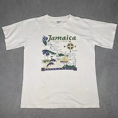 Vintage 90s Island Tees Shirt Mens 4XL White Jamaican Map Print (Small Spot) • $18