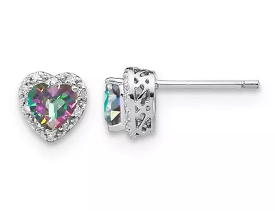 1.10 Carat (ctw) Mystic Fire Topaz Heart Earrings In Sterling Silver • $119