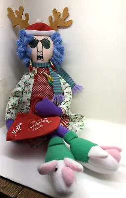 Maxine Christmas Doll Shelf Sitter -  Stressed In Holiday Style.  • $6.50