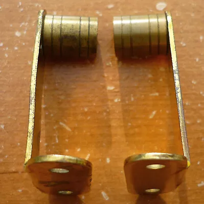 (Pair) Vintage Brass Finish Outside Mount 1-3/8  Curtain Rod Barrel Brackets • $14.85