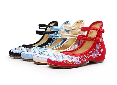 £15.59 • Buy Women Casual Dance Flat Shoes Chinese Old Peking Embroidered Flower Cloth Shoes