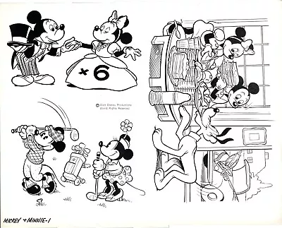 Mickey Mouse Minnie Mouse Disney Licensing Art Sheets 8 Pgs 1980s RARE Set B • $14.99