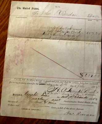 Civil War 34th Iowa Houston Texas Civil War Supply Voucher 1865 • $165