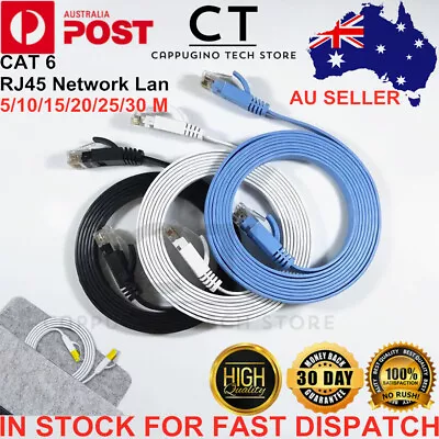 2/5/10/30m CAT6 Flat Ethernet Cable RJ45 Lan Network Cord Computer Router Laptop • $6.72