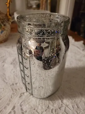 Mercury Glass Quart Size Madon Jar Candleholder • $11