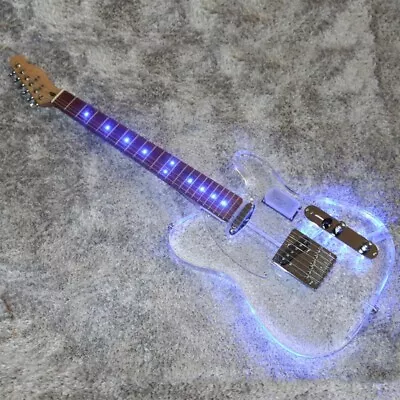 Acrylic Electric Guitar With Blue Led Light 6-String Double Pickups FREE SHIP🚗 • $299