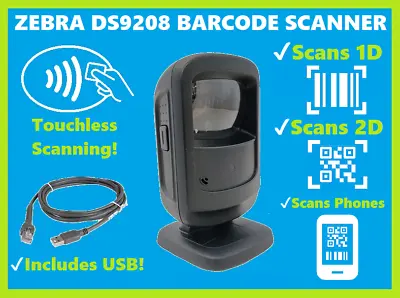 Zebra DS9208 2D/1D/QR Code Scanner Square/Clover Registers Touchless Scan!🔥⭐ • $99