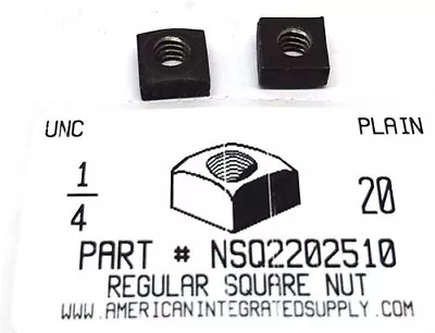 1/4-20 Regular Square Nuts Steel Plain 7/16 Af X 3/16 Th (50) • $13.25