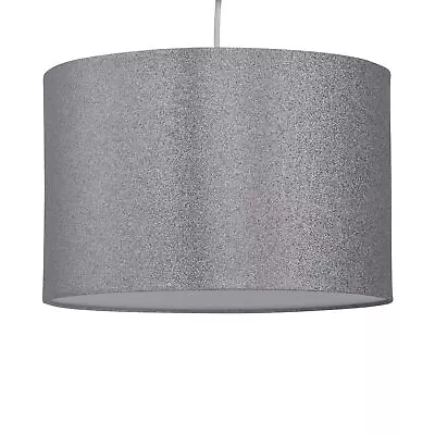 Grey Cotton Velvet Glitter 30cm Easy Fit Ceiling Light Shade Pendant Lightshade • £12.99