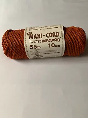  MAXI-CORD  Twisted Herculon Macrame Craft Cord Brushes Out 55 Yards 1mm Orange • $10.99