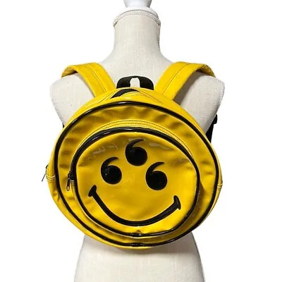 Unif 666 Emoji Smiley Face Yellow Backpack Rare Yellow Black Rave Grunge Cyber • $247.50