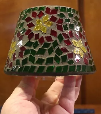 Mosaic Christmas Poinsettia Candle Shade Vintage Home Interiors • $15