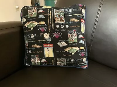 Baseball Themed Throw Pillow Designed By Nicole Miller 12” X 12” • $20