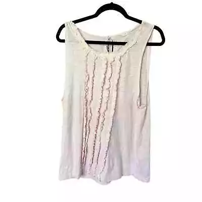 J CREW Sleeveless Top Ruffled Front Key Hole Button Closure Size XL • $18