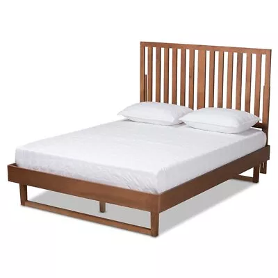 Baxton Studio Marin Brown Finished Wood King Size Platform Bed • $554.99